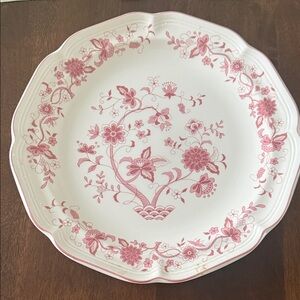 Pink Floral Scalloped Edge— Decorative plate.